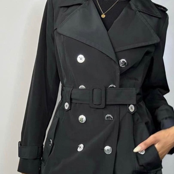 Calvin Klein black & silver trench - Picture 5 of 6